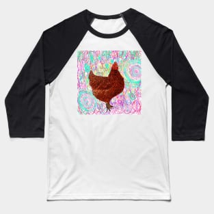 Chicken, hen abstract background, squiggly, little red hen wiggles Baseball T-Shirt